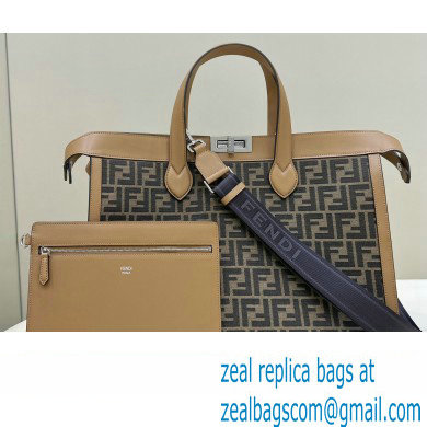 Fendi Peekaboo X-Tote bag Brown leather with FF motif - Click Image to Close