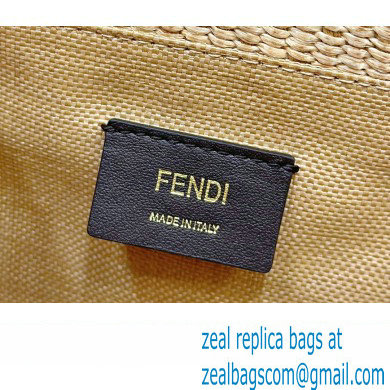 Fendi Sunshine Medium Shopper Tote Bag Beige and brown raffia straw 2022 - Click Image to Close