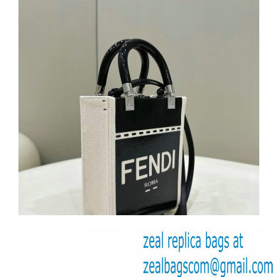 Fendi Sunshine Mini Sunshine Shopper Bag Canvas/Leather Black