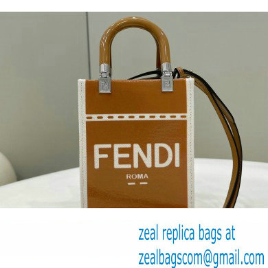 Fendi Sunshine Mini Sunshine Shopper Bag Canvas/Leather Brown