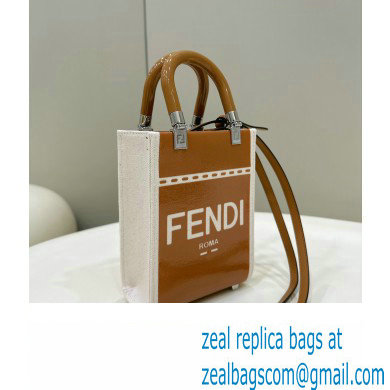 Fendi Sunshine Mini Sunshine Shopper Bag Canvas/Leather Brown