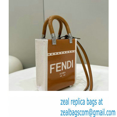 Fendi Sunshine Mini Sunshine Shopper Bag Canvas/Leather Brown - Click Image to Close