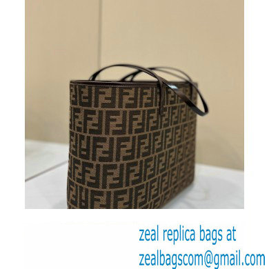 Fendi Vintage Shopping Tote Bag in Brown jacquard FF fabric 8338 - Click Image to Close