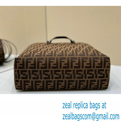 Fendi Vintage Shopping Tote Bag in Brown jacquard FF fabric 8338 - Click Image to Close