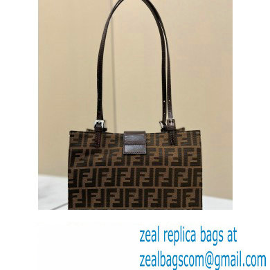 Fendi Vintage Tote Bag in Brown jacquard FF fabric 8316 - Click Image to Close