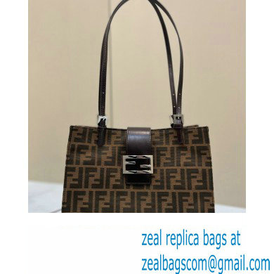 Fendi Vintage Tote Bag in Brown jacquard FF fabric 8316 - Click Image to Close