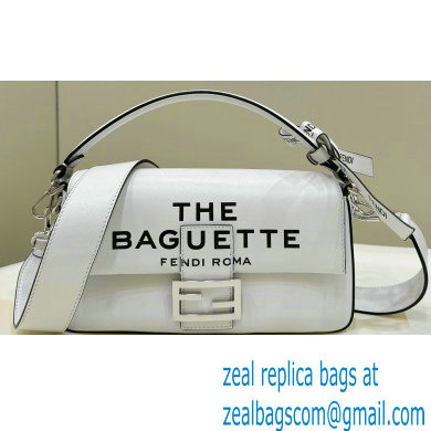 Fendi by Marc Jacobs Medium Baguette Bag in Print Leather White 2024