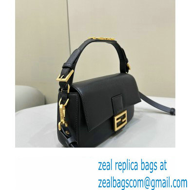 Fendi by Stefano Pilati Medium Baguette Bag handle with metal FENDI lettering in Black nappa leather 2024