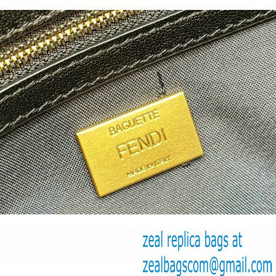 Fendi by Stefano Pilati Medium Baguette Bag handle with metal FENDI lettering in Black nappa leather 2024 - Click Image to Close