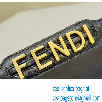 Fendi by Stefano Pilati Medium Baguette Bag handle with metal FENDI lettering in Black nappa leather 2024 - Click Image to Close