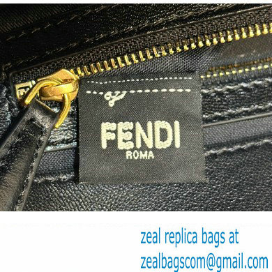 Fendi by Stefano Pilati Medium Baguette Bag handle with metal FENDI lettering in Black nappa leather 2024