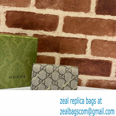Gucci Card case wallet with Horsebit print 774332 GG canvas and Light pink leather trim 2024