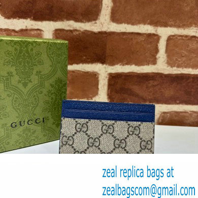 Gucci Card case with GG detail 768248 Beige/Blue - Click Image to Close