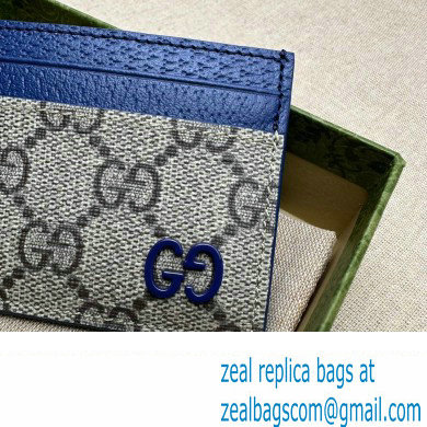 Gucci Card case with GG detail 768248 Beige/Blue - Click Image to Close