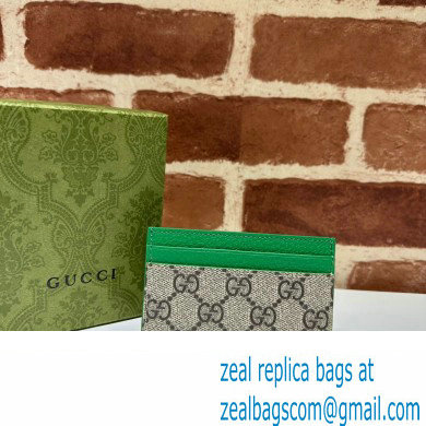 Gucci Card case with GG detail 768248 Beige/Green - Click Image to Close