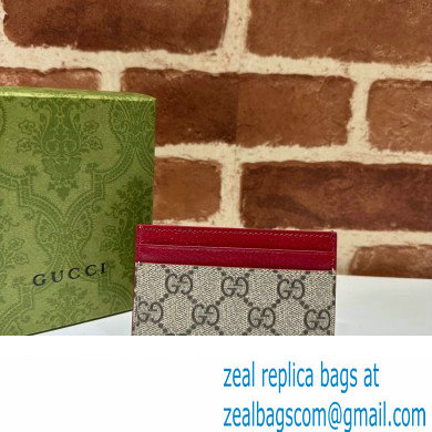 Gucci Card case with GG detail 768248 Beige/Red