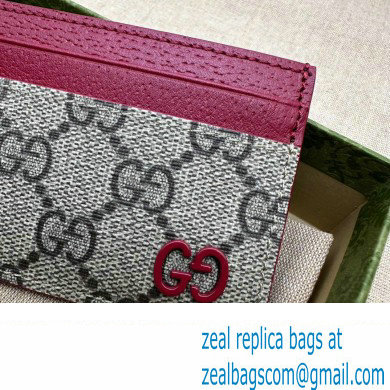 Gucci Card case with GG detail 768248 Beige/Red - Click Image to Close