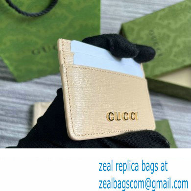 Gucci Card case with Gucci script 773428 leather Light Beige 2024 - Click Image to Close