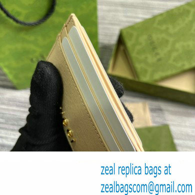 Gucci Card case with Gucci script 773428 leather Light Beige 2024