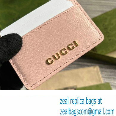 Gucci Card case with Gucci script 773428 leather Light Pink 2024