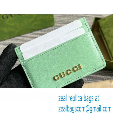 Gucci Card case with Gucci script 773428 leather Pale Green 2024