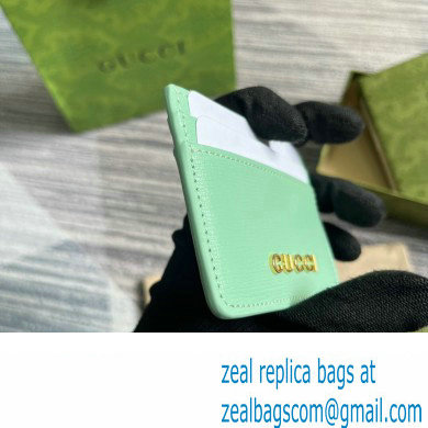 Gucci Card case with Gucci script 773428 leather Pale Green 2024 - Click Image to Close