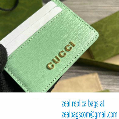 Gucci Card case with Gucci script 773428 leather Pale Green 2024 - Click Image to Close