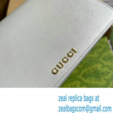 Gucci Chain wallet with Gucci script 772643 leather Light Gray 2024 - Click Image to Close