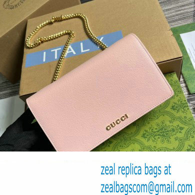 Gucci Chain wallet with Gucci script 772643 leather Light Pink 2024 - Click Image to Close