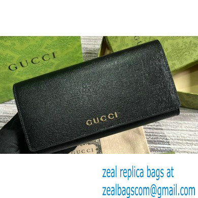Gucci Continental wallet with Gucci script 772638 leather Black 2024