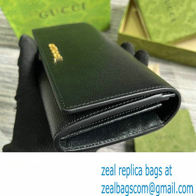 Gucci Continental wallet with Gucci script 772638 leather Black 2024