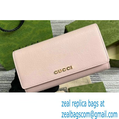 Gucci Continental wallet with Gucci script 772638 leather Light Pink 2024
