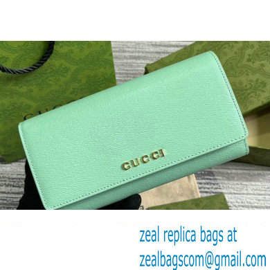 Gucci Continental wallet with Gucci script 772638 leather Pale Green 2024