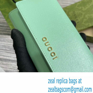 Gucci Continental wallet with Gucci script 772638 leather Pale Green 2024