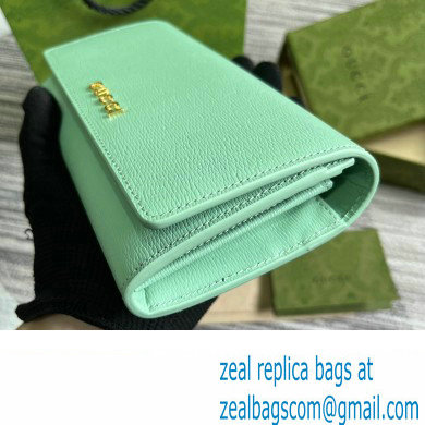 Gucci Continental wallet with Gucci script 772638 leather Pale Green 2024 - Click Image to Close