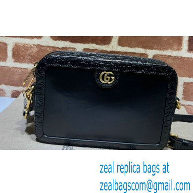 Gucci Crocodile trim shoulder bag with Double G 710861 black 2024