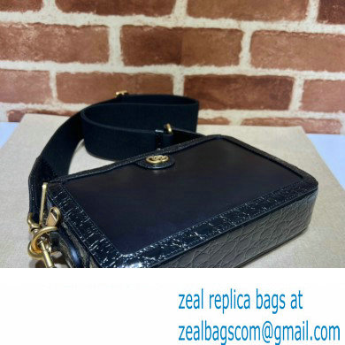Gucci Crocodile trim shoulder bag with Double G 710861 black 2024 - Click Image to Close