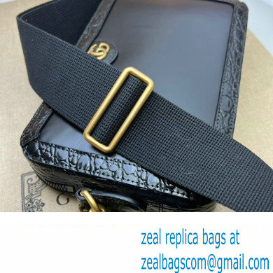 Gucci Crocodile trim shoulder bag with Double G 710861 black 2024