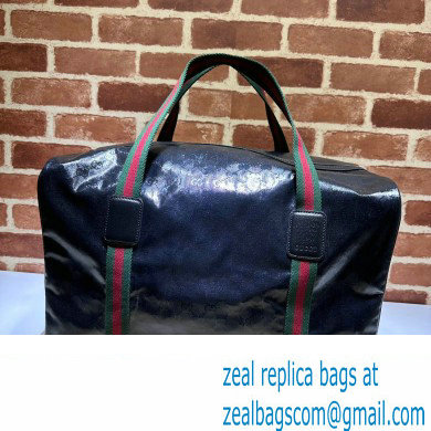 Gucci GG Crystal canvas Large duffle bag with Web 758664 Black 2023 - Click Image to Close