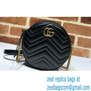 Gucci GG Marmont Mini Round Shoulder Bag 550154 Leather Black - Click Image to Close