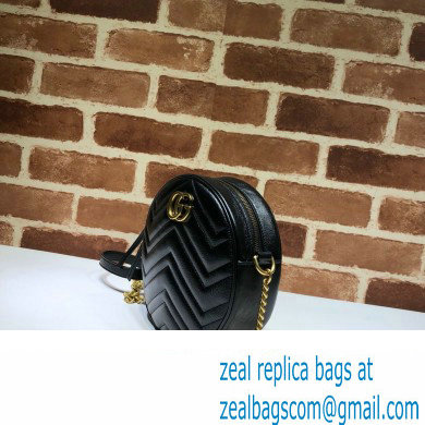 Gucci GG Marmont Mini Round Shoulder Bag 550154 Leather Black - Click Image to Close