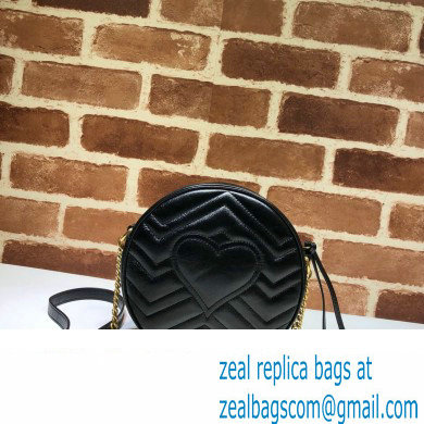 Gucci GG Marmont Mini Round Shoulder Bag 550154 Leather Black - Click Image to Close