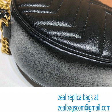 Gucci GG Marmont Mini Round Shoulder Bag 550154 Leather Black - Click Image to Close