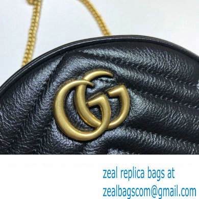 Gucci GG Marmont Mini Round Shoulder Bag 550154 Leather Black