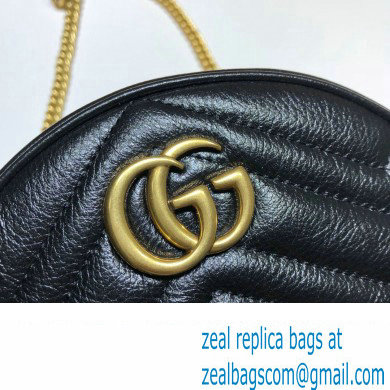 Gucci GG Marmont Mini Round Shoulder Bag 550154 Leather Black - Click Image to Close