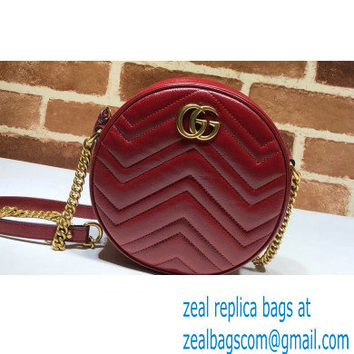 Gucci GG Marmont Mini Round Shoulder Bag 550154 Leather Red