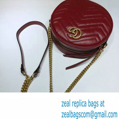 Gucci GG Marmont Mini Round Shoulder Bag 550154 Leather Red - Click Image to Close