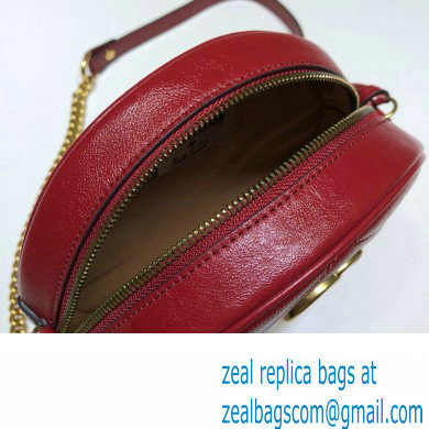 Gucci GG Marmont Mini Round Shoulder Bag 550154 Leather Red - Click Image to Close