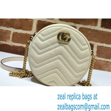 Gucci GG Marmont Mini Round Shoulder Bag 550154 Leather White - Click Image to Close