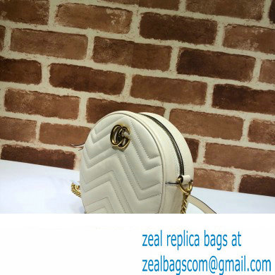 Gucci GG Marmont Mini Round Shoulder Bag 550154 Leather White - Click Image to Close